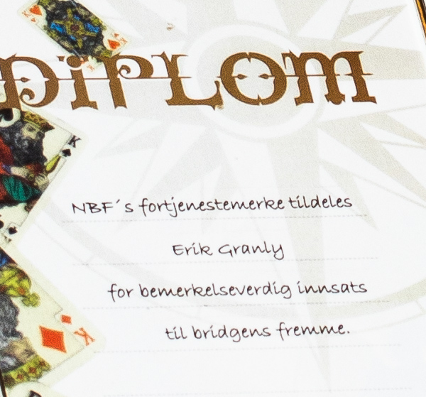 NBF`s fortjenestemerke til formann Erik