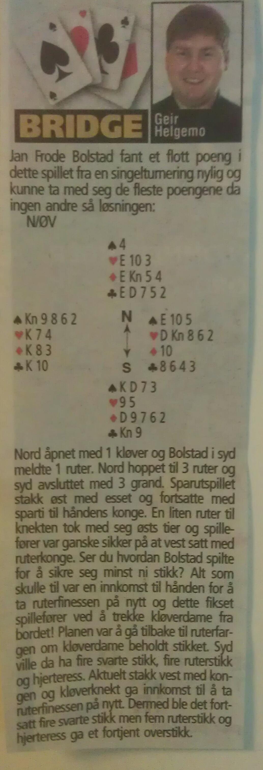 Utdrag frå VG på laurdag